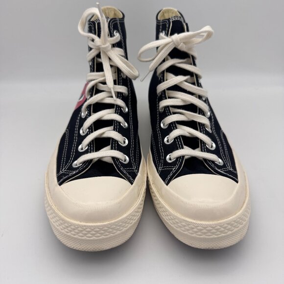 Comme Des Garçons PLAY Converse High Top Sneakers Mens 10 Womens 12 Heart Logo - Picture 2 of 12